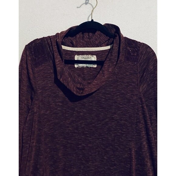 Anthropologie Saturday Sunday Dress Womens Medium Maroon Cowl Neck Crochet Boho - Picture 3 of 7